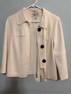 Talbots vintage petite collection off white round collar cropped Jacket